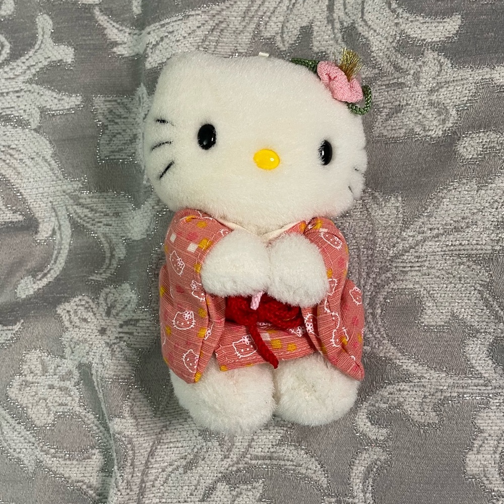 Rare Hello Kitty Japanese Pink Kimono Standing Plush Doll Sanrio 2002 - Picture 1 of 7